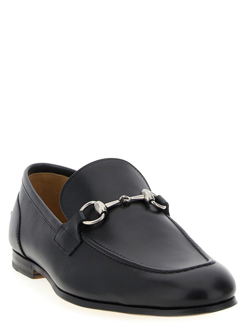 Gucci Jordaan Leather Loafers With Front Metal Clamp Detail