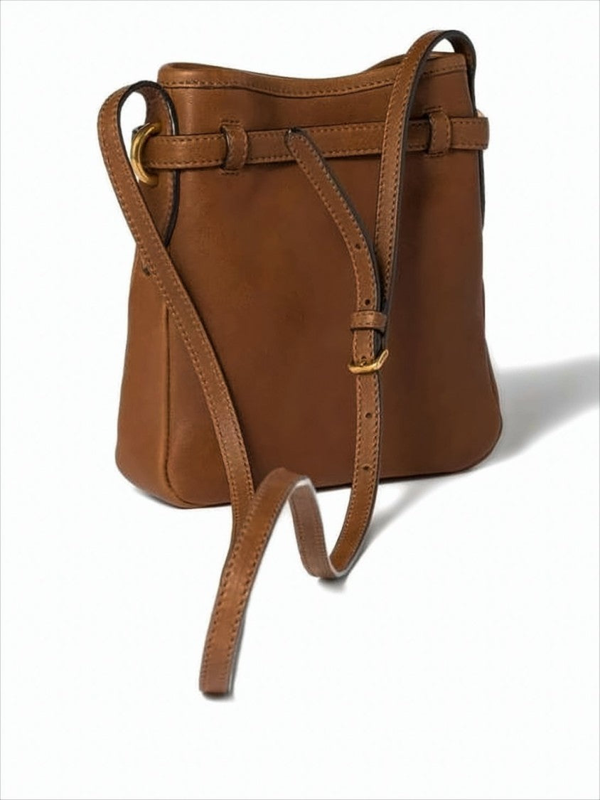 Miu Miu Structured Brown Sheepskin Leather Shoulder Bag