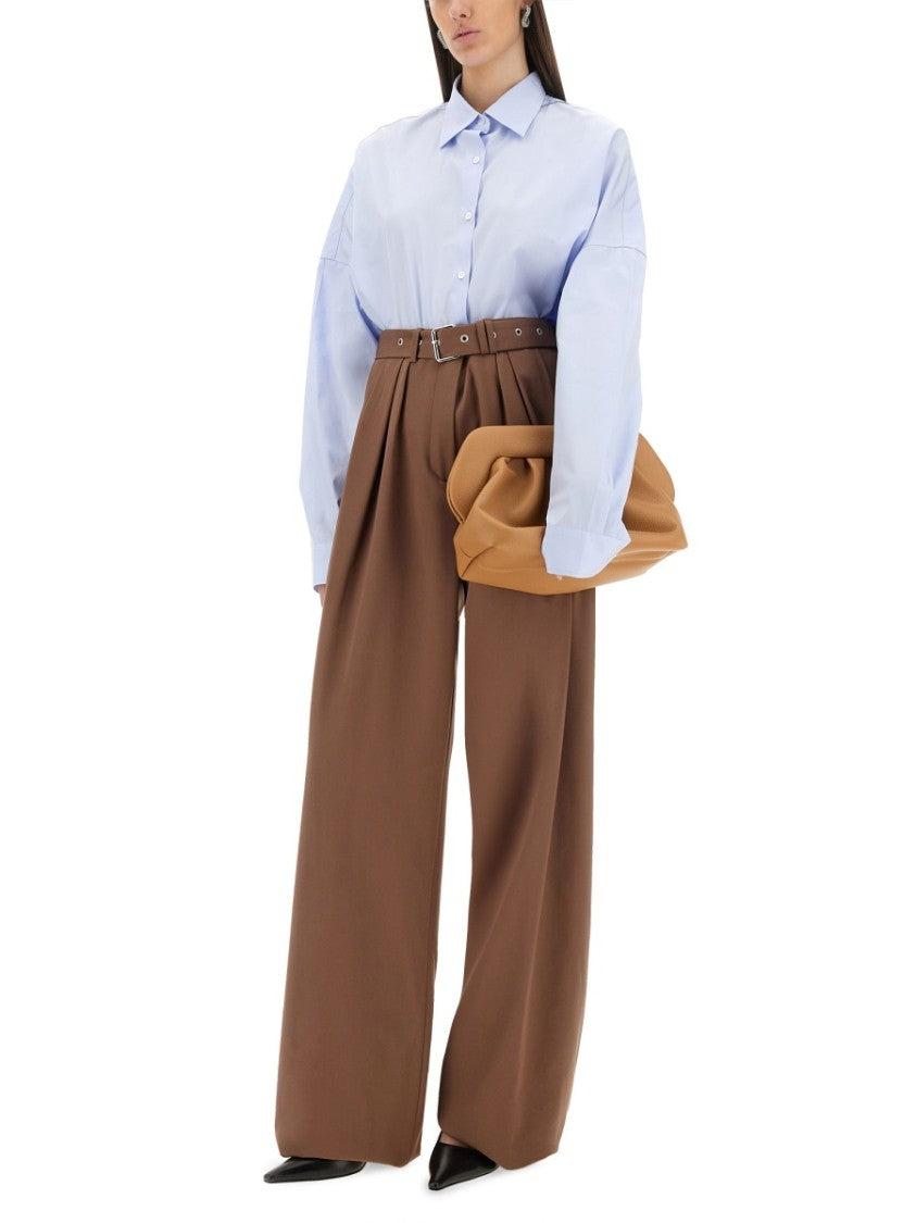 Dries Van Noten High-Waisted Wide-Leg Pants With Matching Belt
