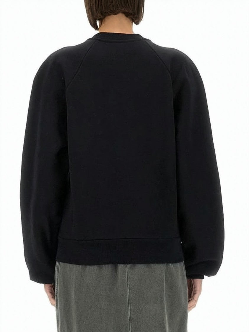 Patou Long-Sleeve Cotton Top With Puffed Sleeves And Graphic Detail