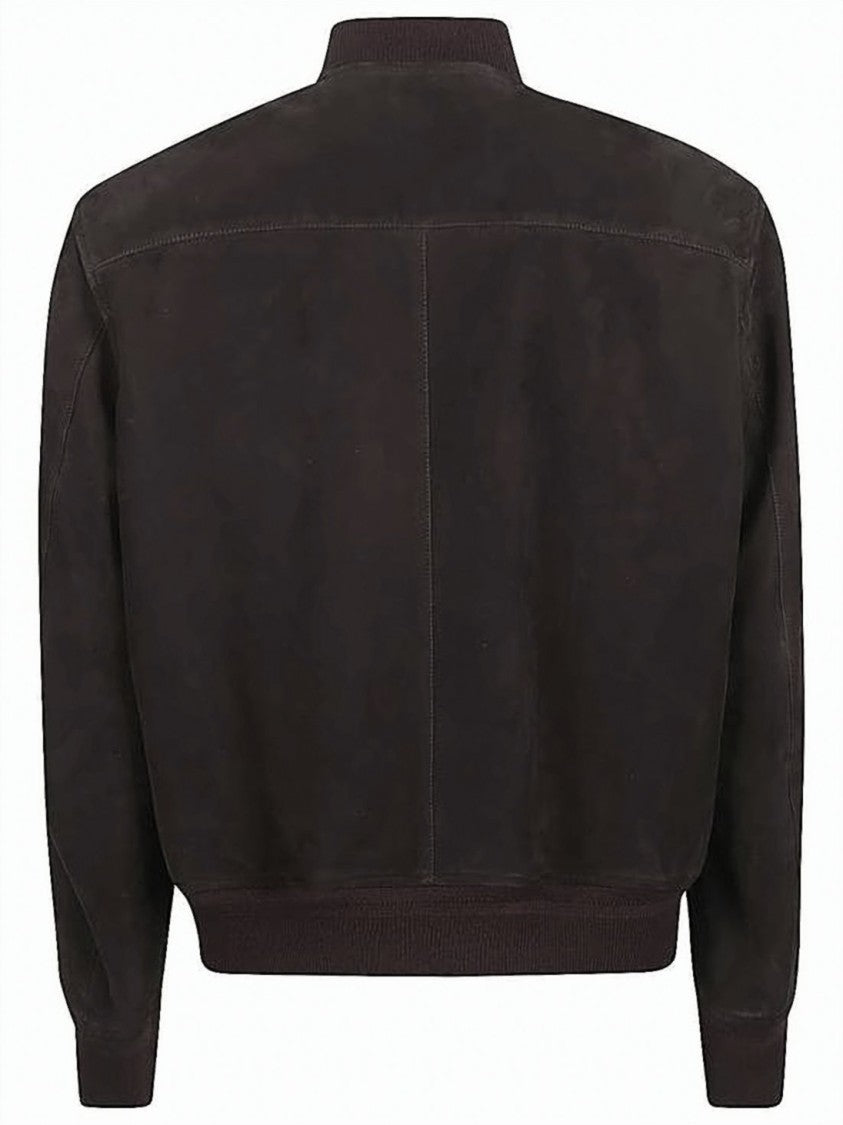 Tom Ford Brown Bomber Jacket In Smooth Lambskin Leather