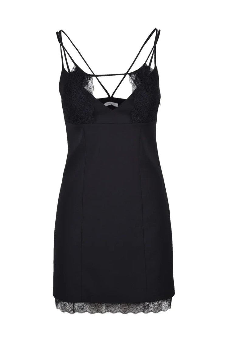 Patrizia Pepe Black Lace Embroidered Sheath Mini Dress