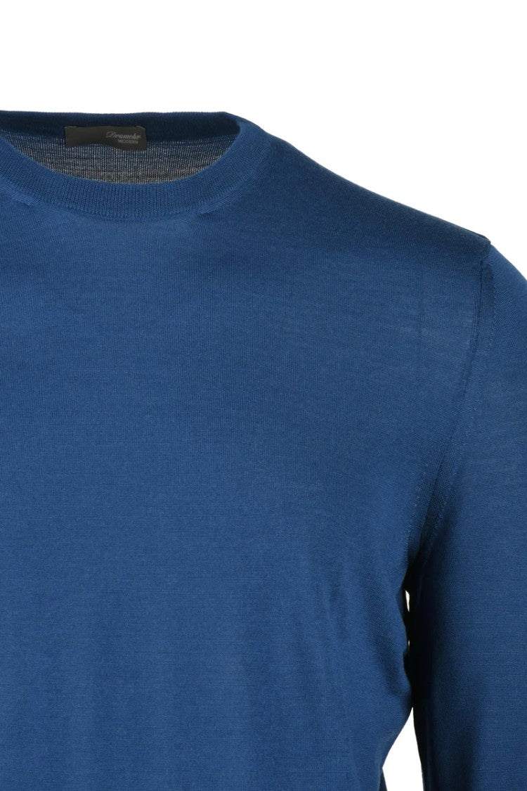 Drumohr Crew Neck Merino Wool Sweater - Blue