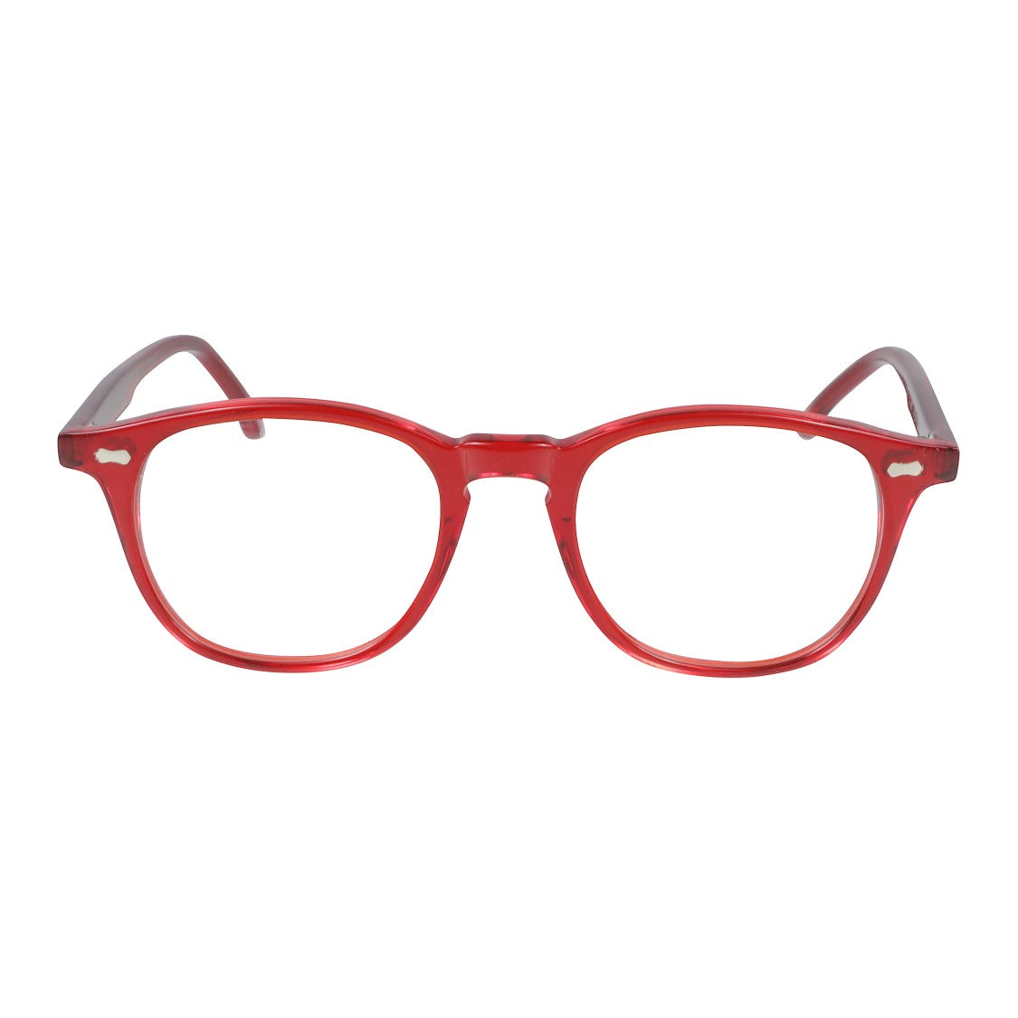Kador Pepper Translucent Red Acetate Rounded Sunglasses With Metallic Accents