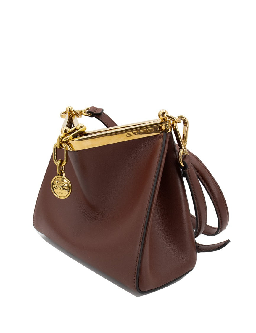 Etro Structured Leather Shoulder Bag With Distinctive Clasp