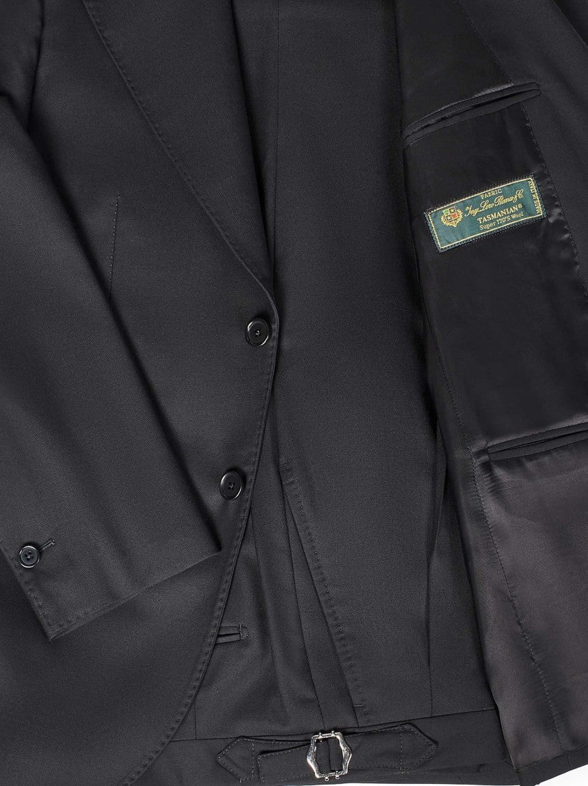 Franzese Collection Franzese Collection Tailored Black Suit In Super 170S Wool