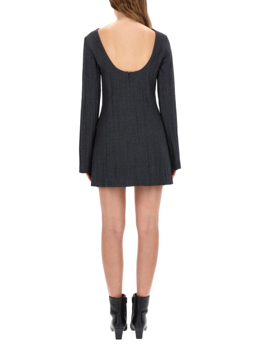 Our Legacy Fitted Mini Dress With Deep Scoop Back And Ribbed Texture