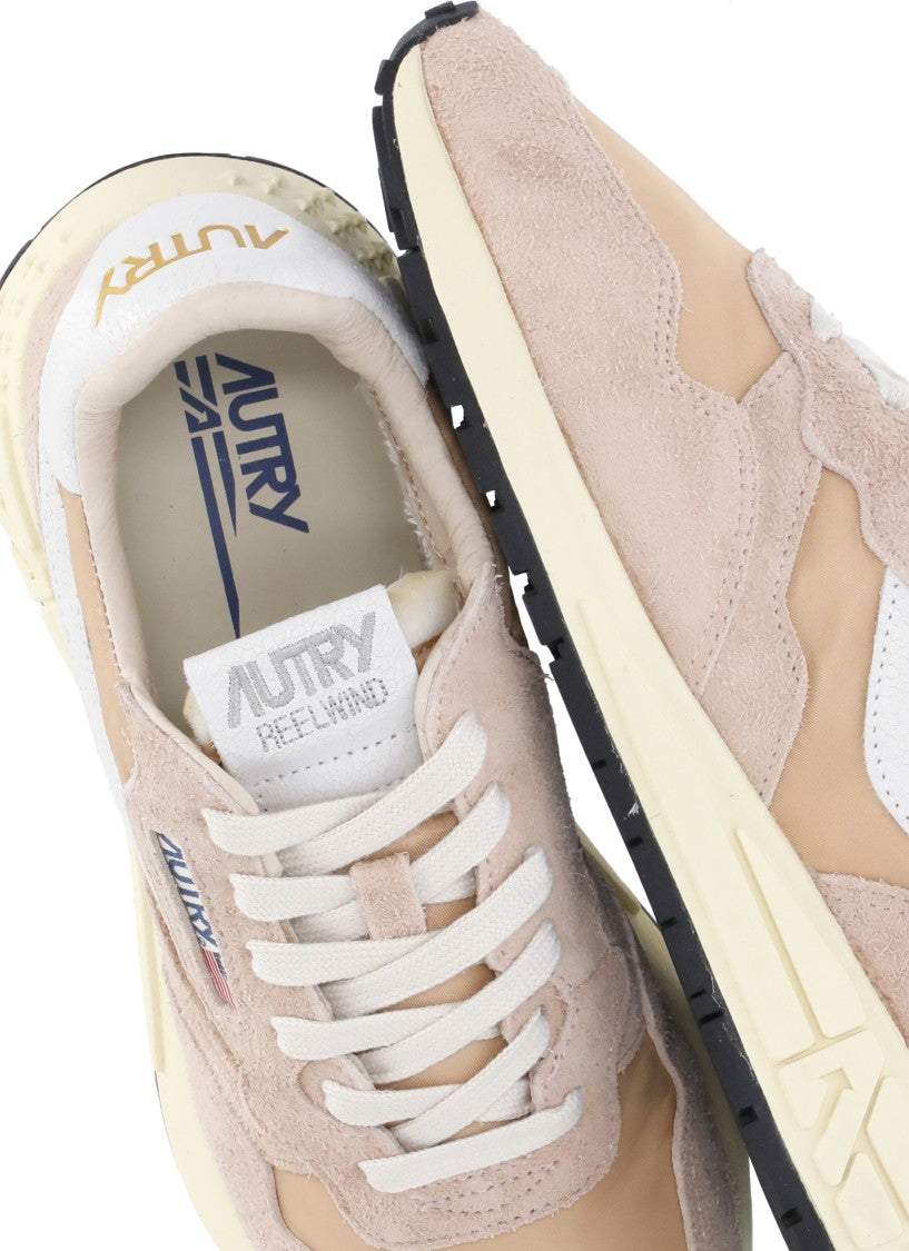 Autry Pink Suede Leather And Fabric Sneakers