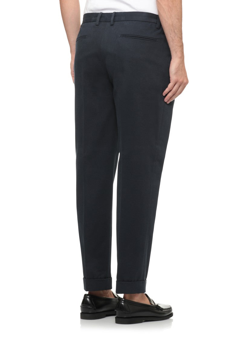 Devore Blue Tailored Wool Straight-Leg Pants