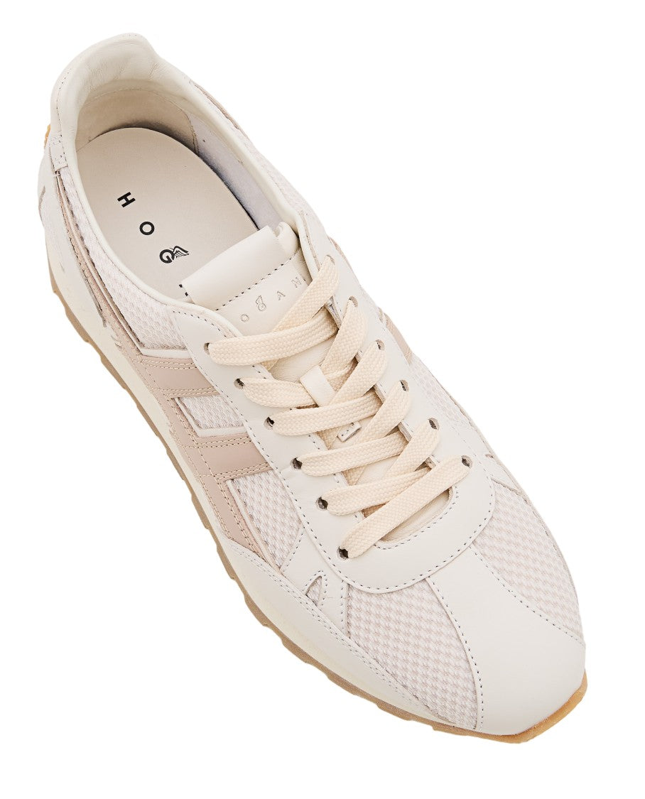 Hogan Textured White Sneakers With Elevated Sole