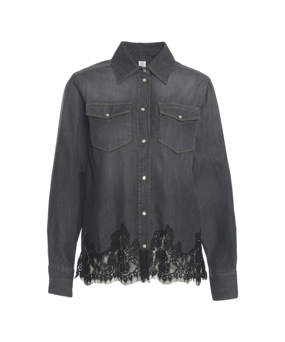 Liu Jo Denim Shirt With Lace Trim