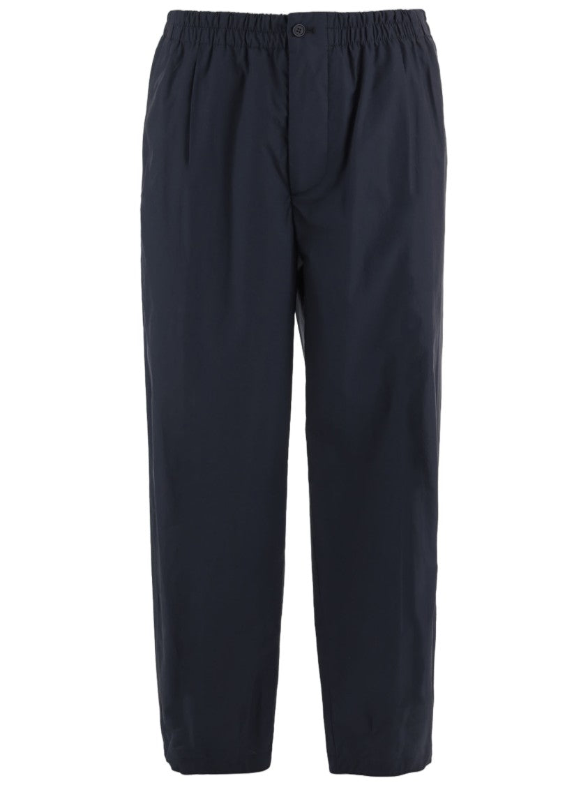 Giorgio Armani Straight Leg Cotton Trousers With Elasticated Waistband