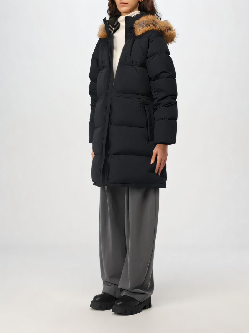 Burberry Quilted Down Coat With Fur-Trimmed Hood