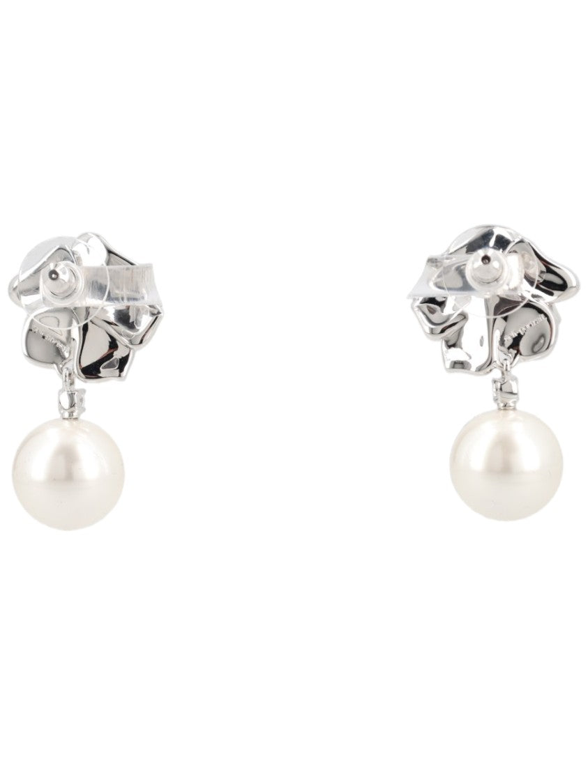 Self-Portrait Silver-Tone Zircon Abs Pearl Drop Earrings
