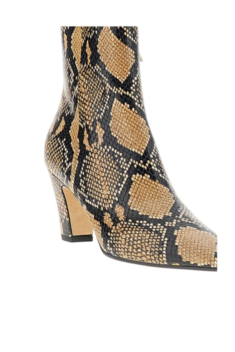 Aeydē Snakeskin-Print Leather Ankle Boots
