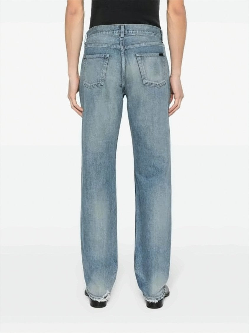 Saint Laurent Classic Straight-Leg Denim Pants With Light Blue Wash