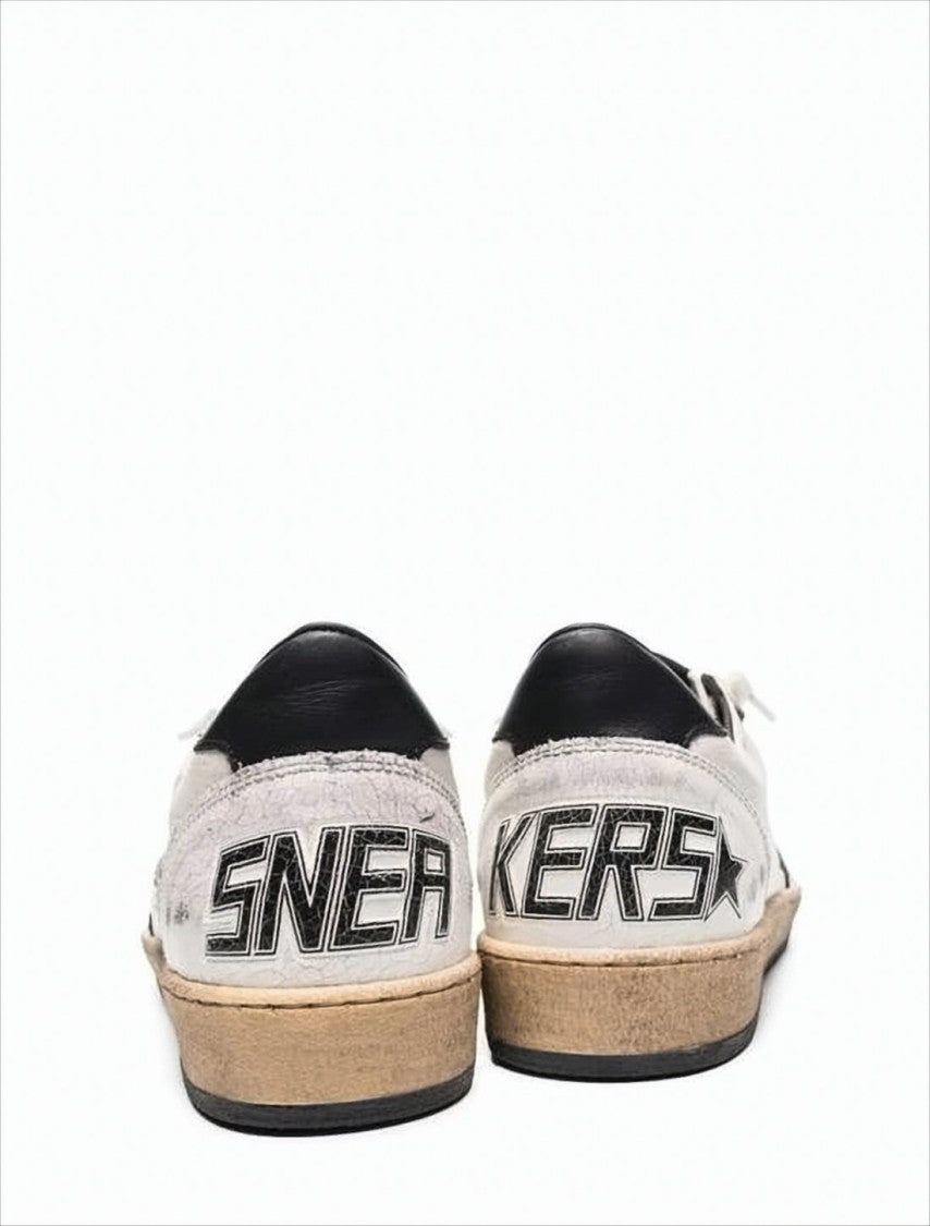 Golden Goose Worn-In White Leather Sneakers With Black Star Detail