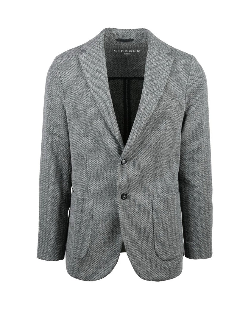 Circolo 1901 Rounded Virgin Wool Blazer With Textured Fabric And Two-Button Closure
