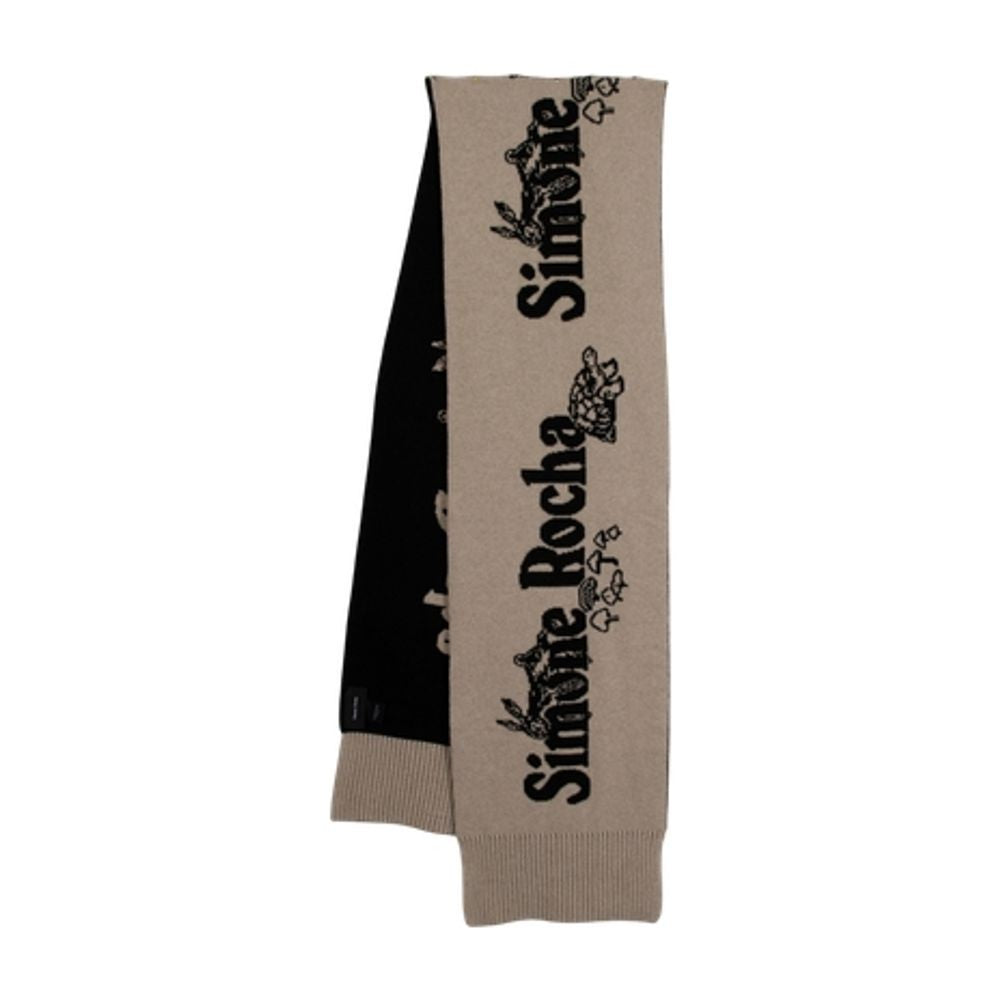 Simone Rocha Beige Wool Scarf With Contrasting Logo Design