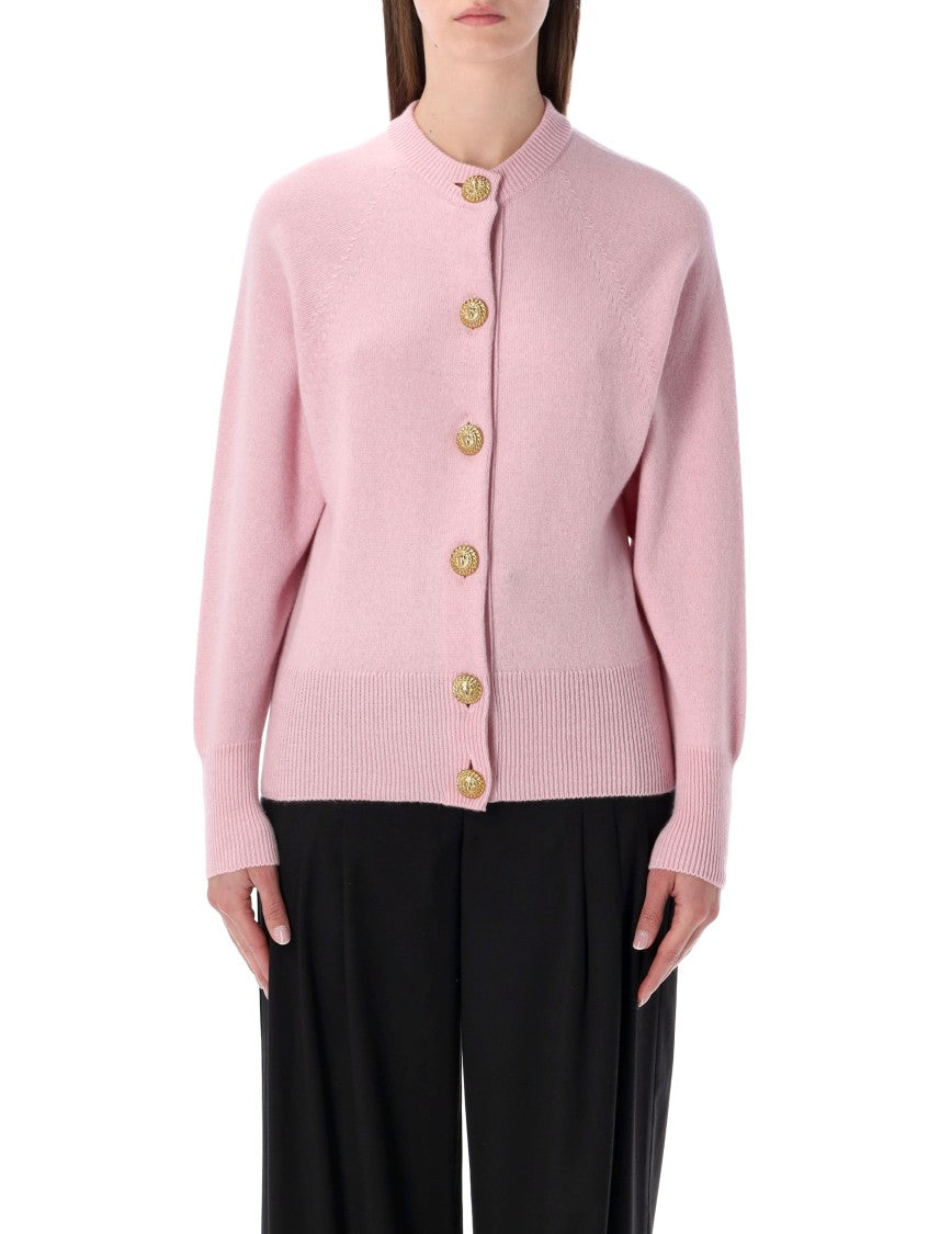 Balmain Lion Head Buttons Eco Cashmere Cardigan