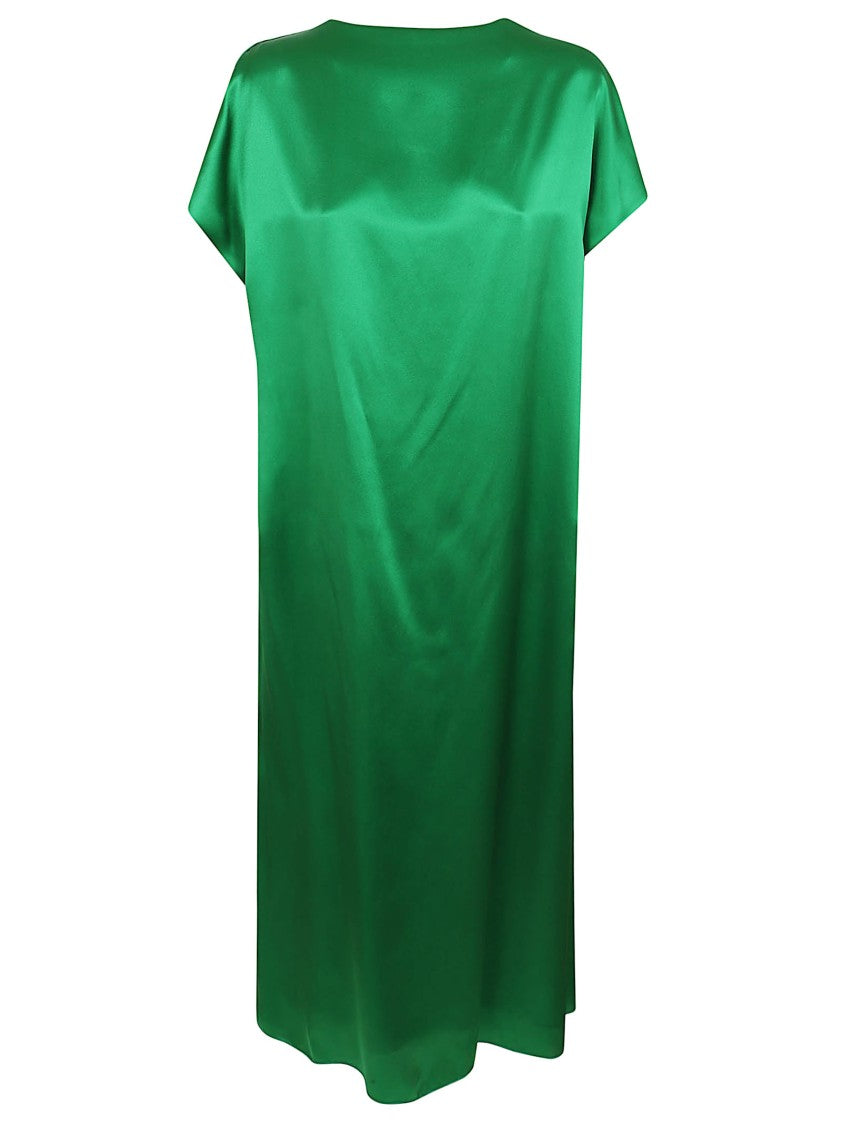 Dries Van Noten Fluid Green Mini Dress With V-Neck And Dolman Sleeves