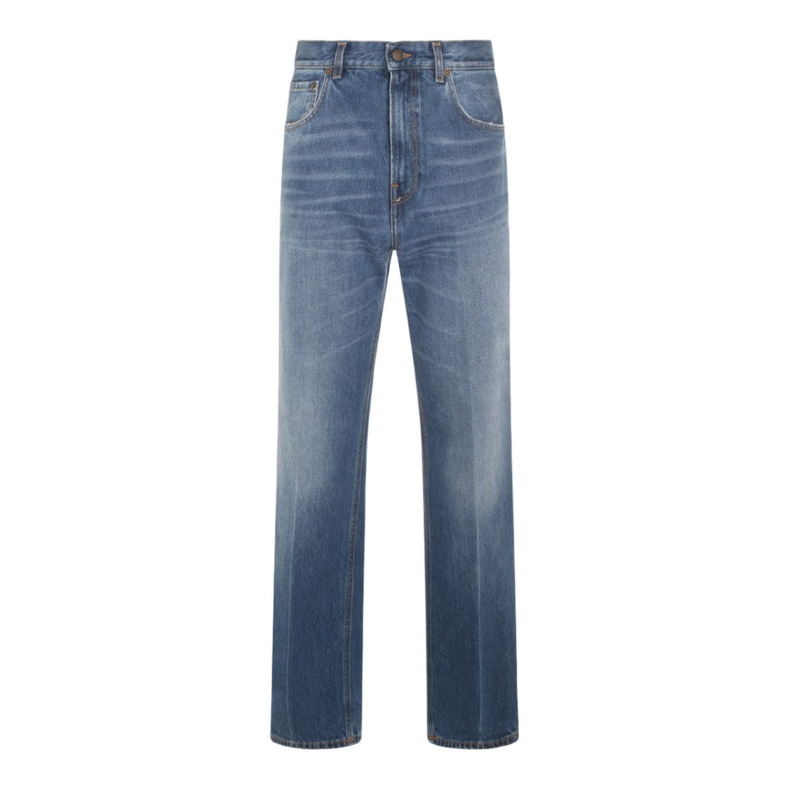 Haikure Medium Blue Straight-Leg Jeans With Subtle Fading