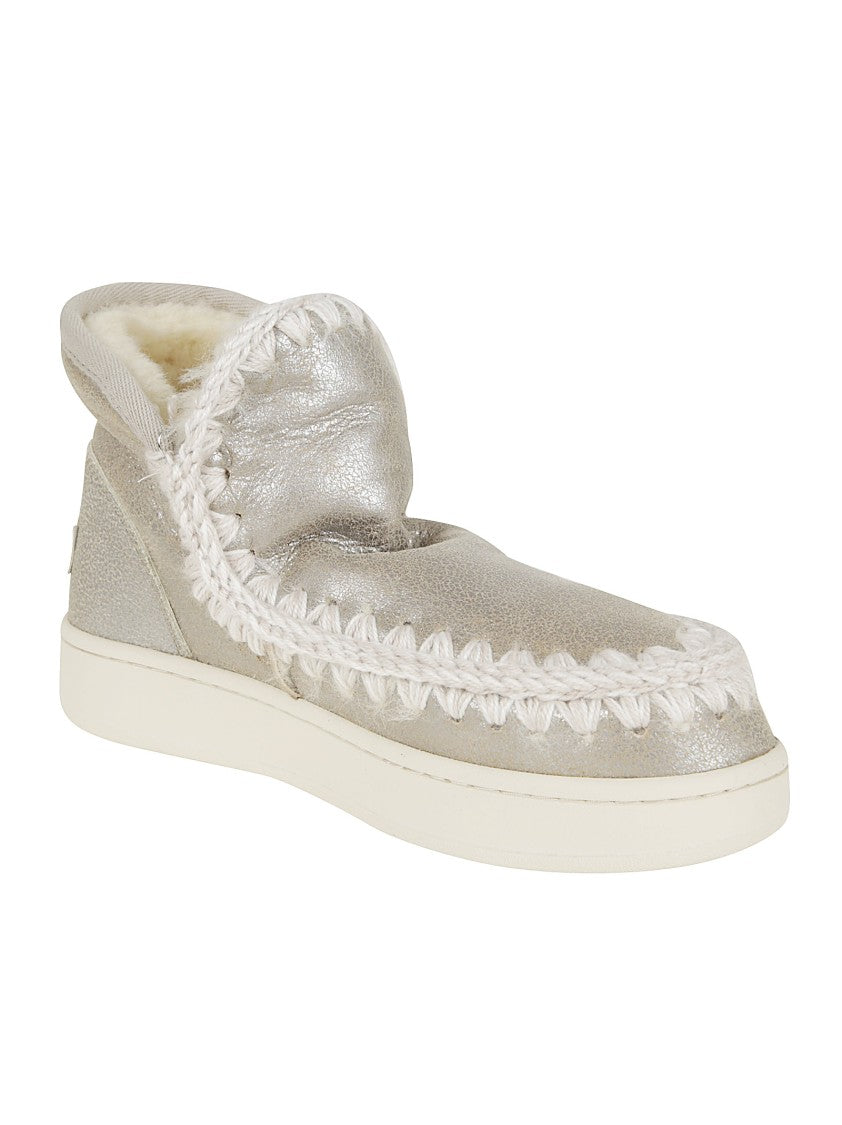 Mou Eskimo Sheepskin Hand-Crocheted Leather Sneakers