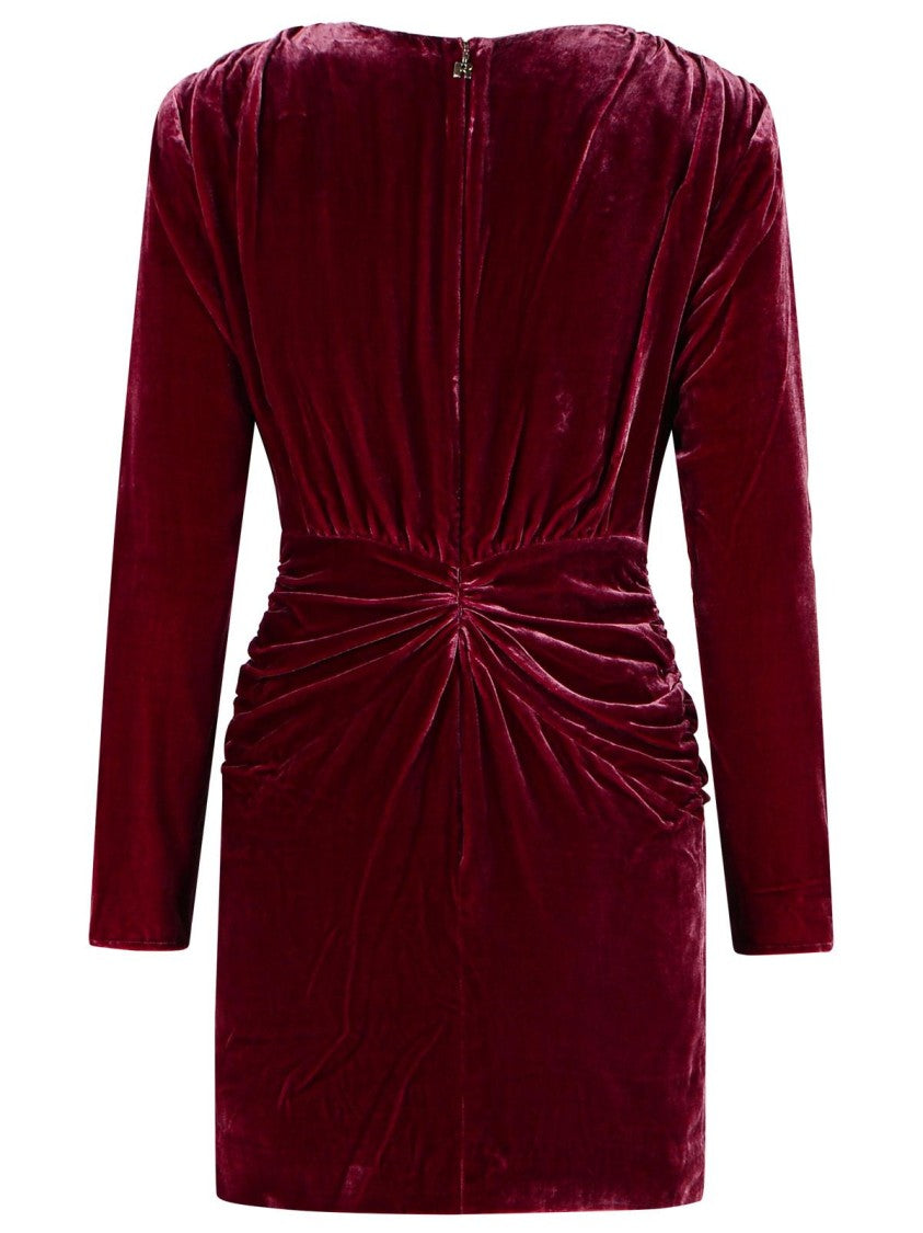 Rotate Burgundy Draped Velvet Mini Dress
