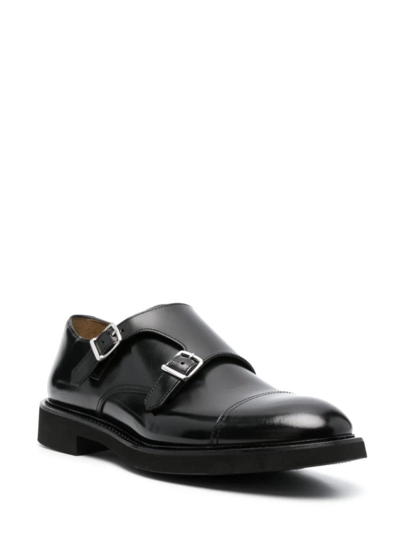 Doucal's Black Double Buckle Loafers
