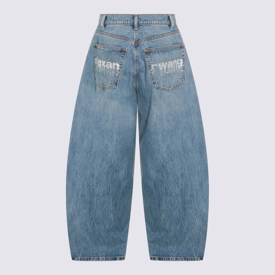 Alexander Wang Wide-Leg Denim Jeans With Rhinestone Embellishment