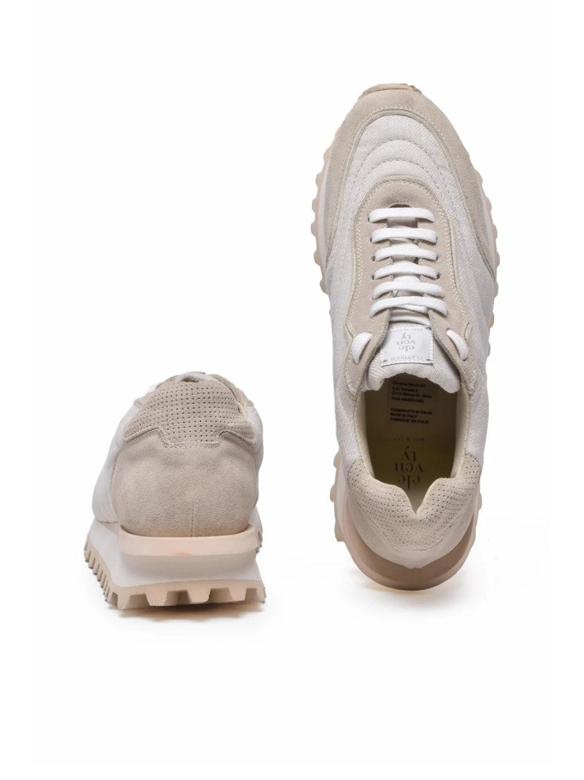 Eleventy Beige Suede Leather Sneakers