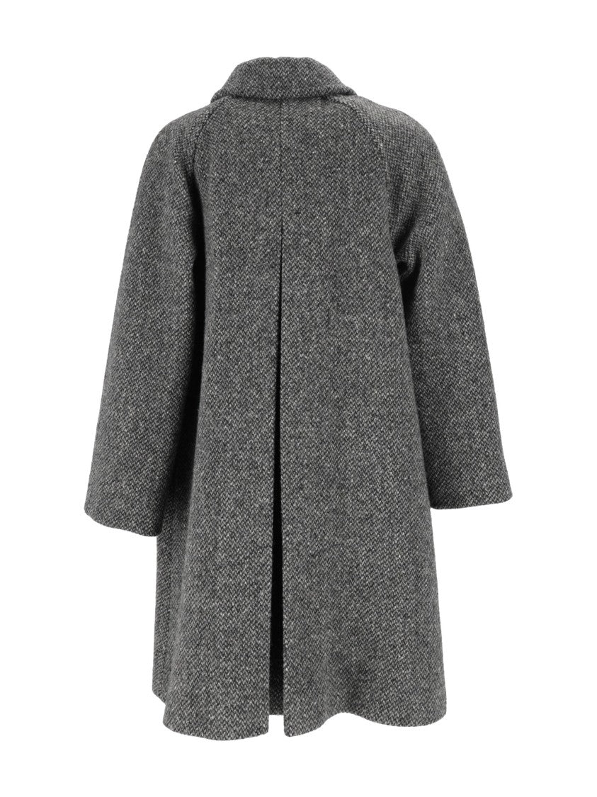 Max Mara Grey Latino Herringbone Flared Coat