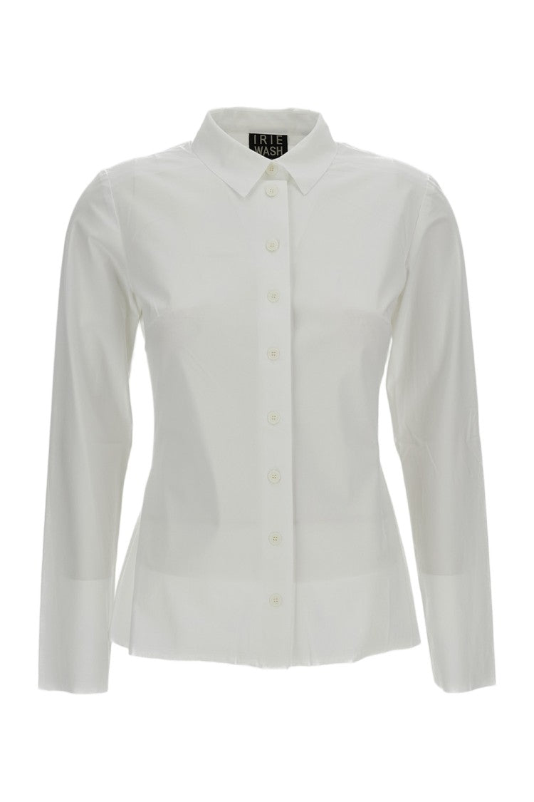 Irie' White Fitted Pointed Collar Casual Shirt