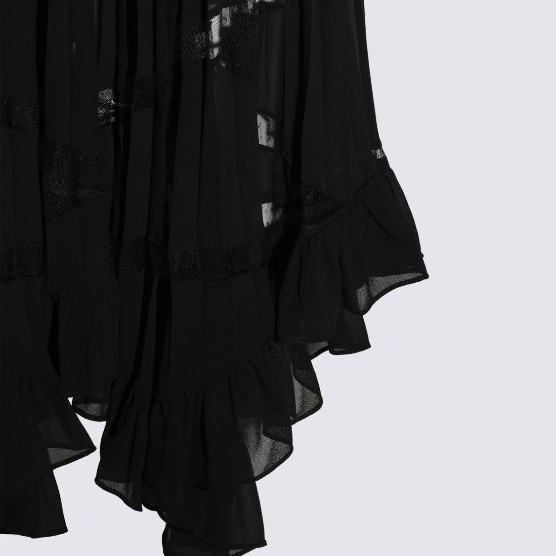 Twin-Set Asymmetrical Sheer-Sleeve Pleated Midi Dress