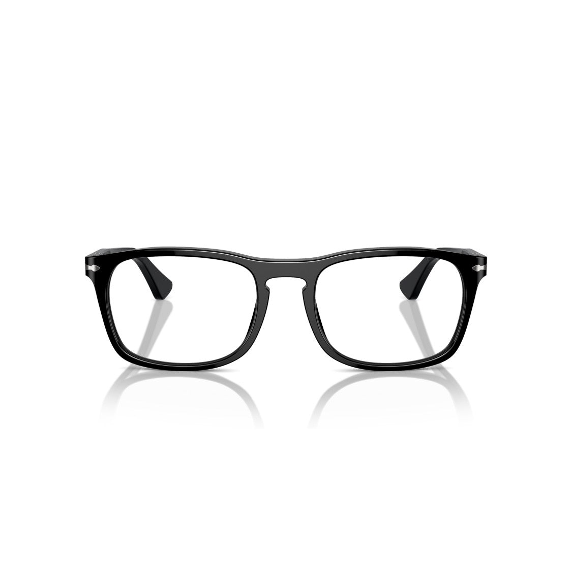 Persol 0Po3344v Glossy Black Acetate Rectangular Frames With Silver Accents