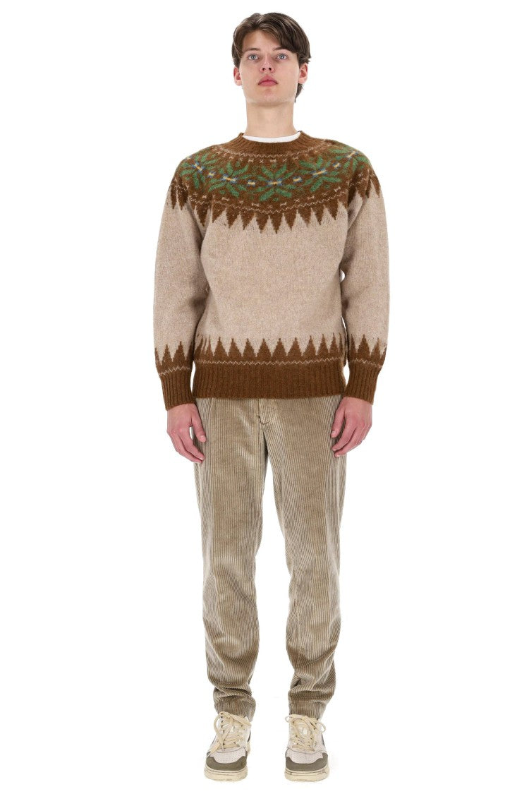 Howlin Shetland Nordic Pattern Wool Crewneck Sweater