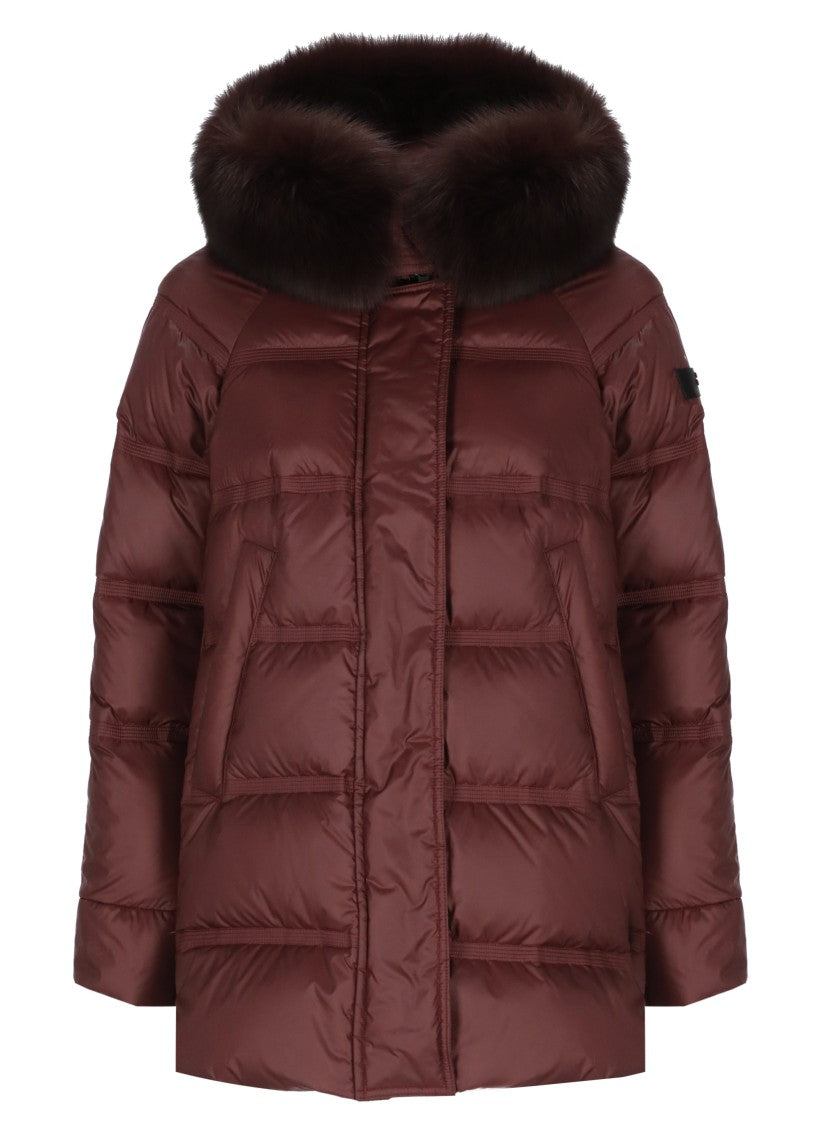 Peuterey Purple Takan Fox Fur Hood Quilted Down Jacket