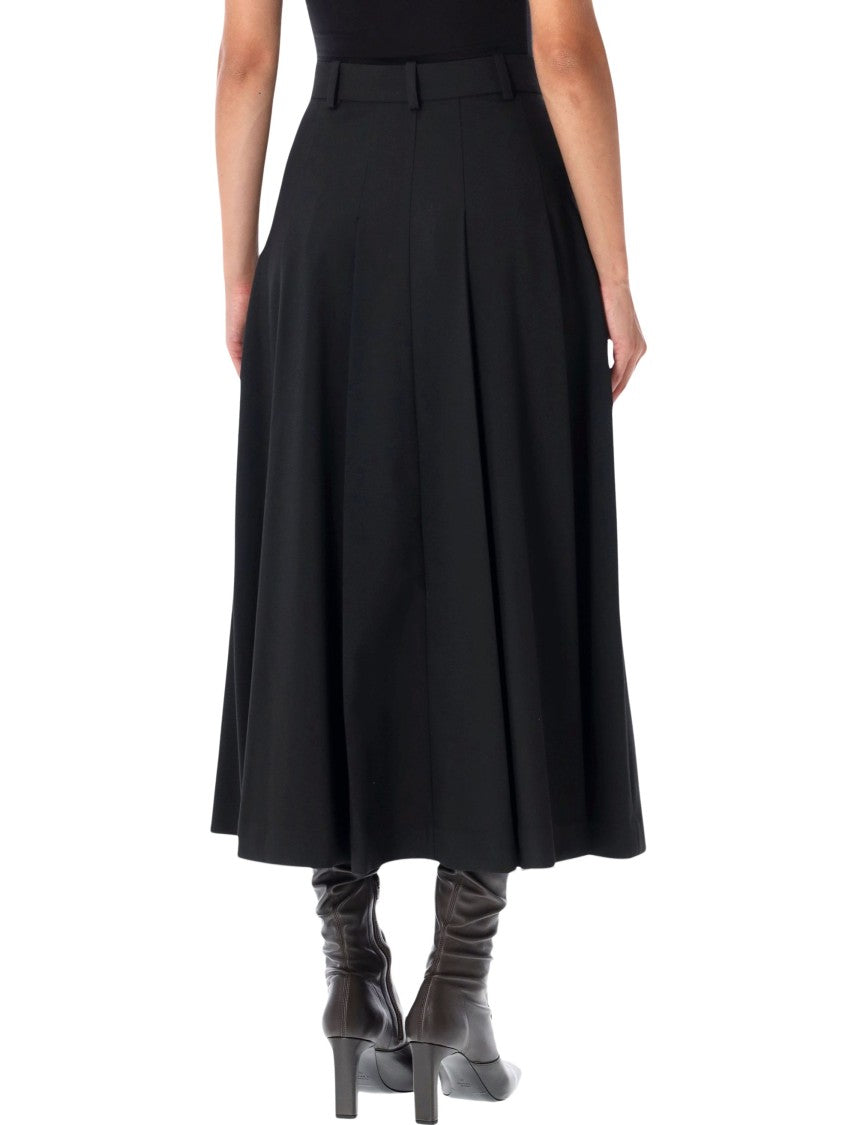 By Malene Birger Flared Midi Skirt With Structured Pleats And Fitted Waistband