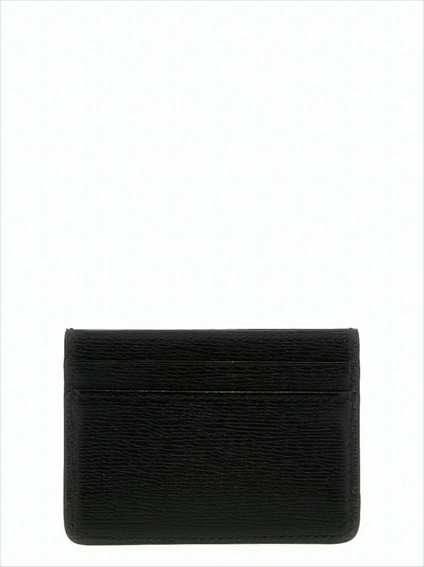 Gucci Textured Leather Compact Card Wallet With Metallic Logo