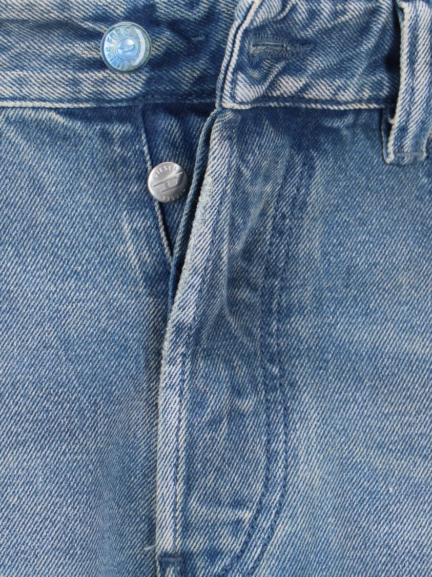 Diesel Straight-Leg Blue Denim Jeans With Distressed Details