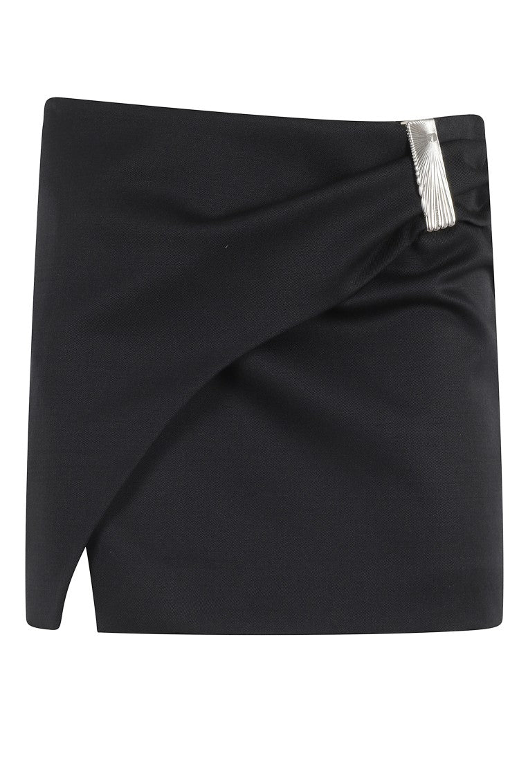 The Attico Wool Gabardine Mini Skirt With Metallic Detail