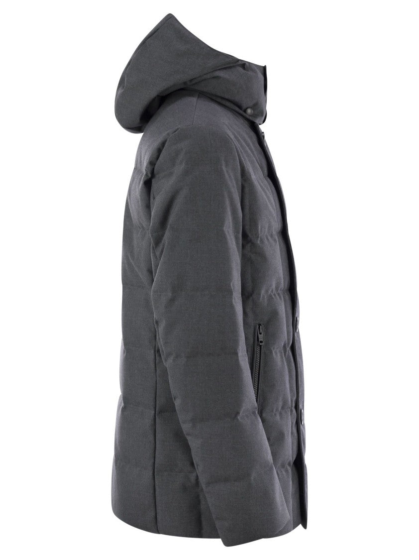 Fay Double-Breasted Down Jacket With Hood