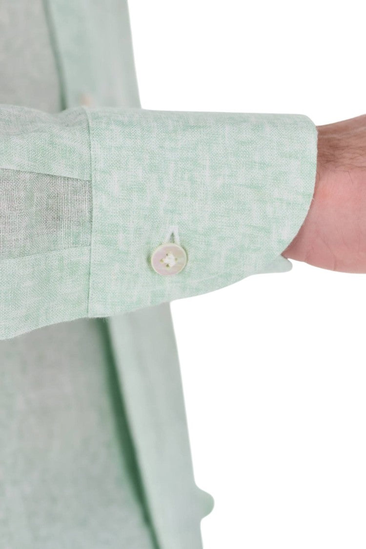 Borriello Green Melange Linen Shirt