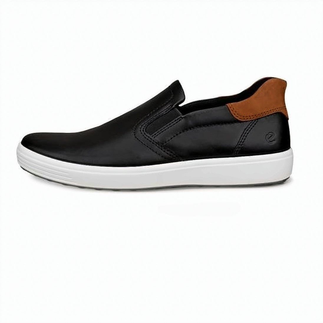 Ecco Slip-On Black Leather Sneakers With Contrasting Heel Tab
