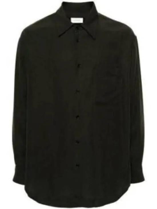 Lemaire Long-Sleeve Lyocell Shirt With Classic Collar And Curved Hem