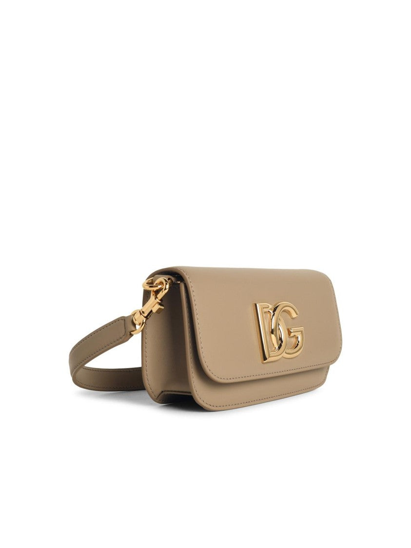 Dolce & Gabbana '3.5' Leather 'Taupe' Crossbody Bag
