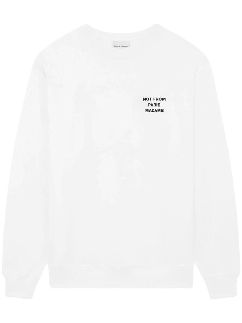 Drôle De Monsieur White Sweatshirt With Bold Slogan Detail
