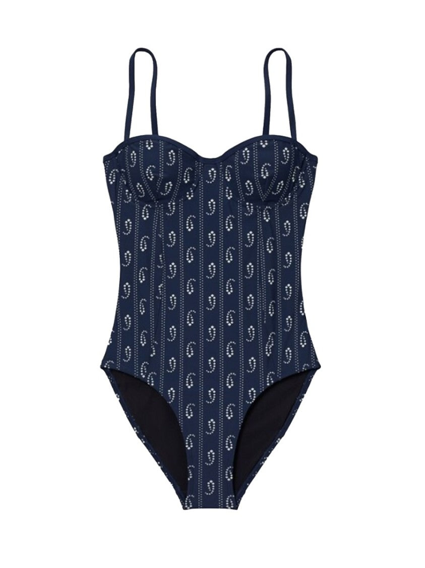 Tory Burch Blue Paisley Print Underwire Swimsuit
