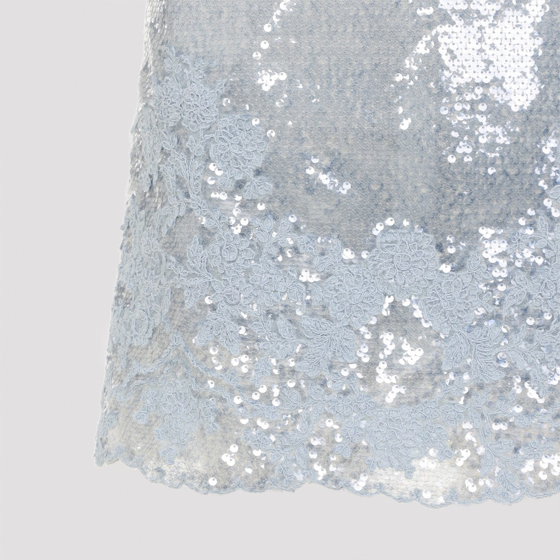 Ermanno Scervino Sequined Mini Dress With Floral Lace Detailing