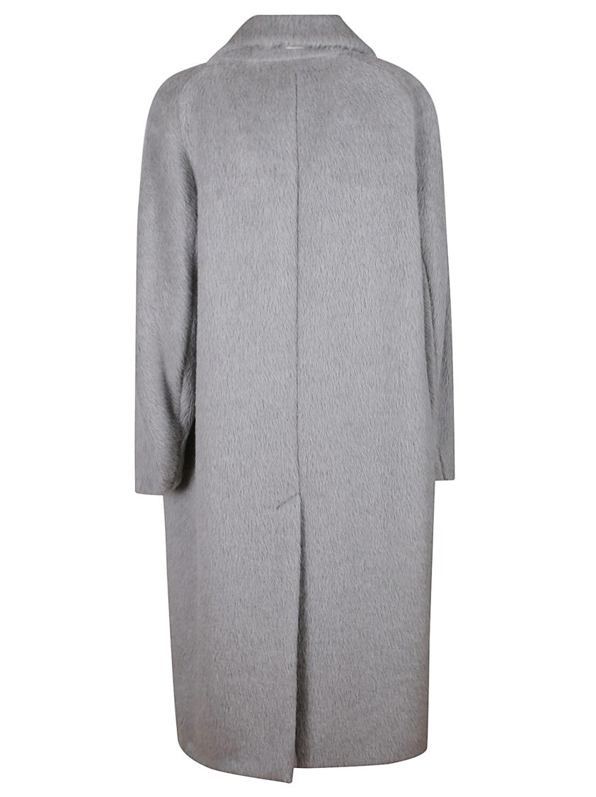Max Mara Mid-Length Grey Coat With Notched Lapel And Central Vent